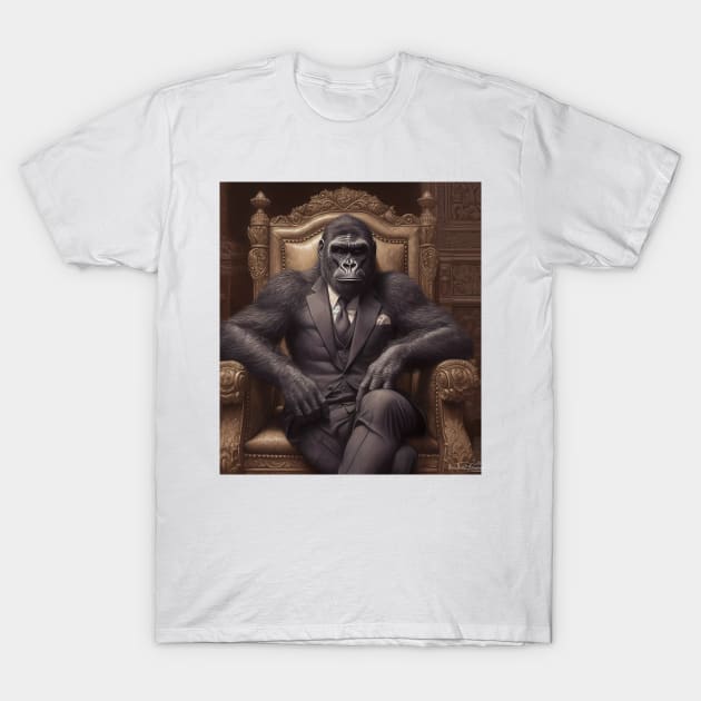 Gorilla- Cyberpunk Elegant Gorilla for Poster, Arts and T-Shirts T-Shirt by FantasyDesignArts